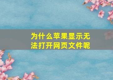 为什么苹果显示无法打开网页文件呢