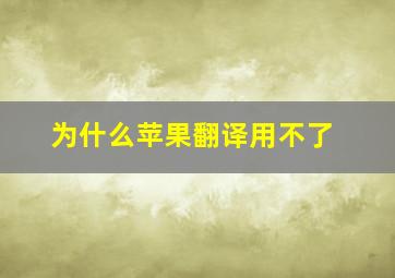 为什么苹果翻译用不了