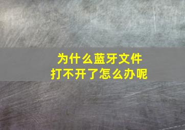 为什么蓝牙文件打不开了怎么办呢