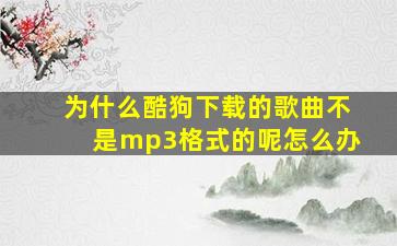 为什么酷狗下载的歌曲不是mp3格式的呢怎么办