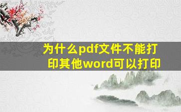 为什么pdf文件不能打印其他word可以打印