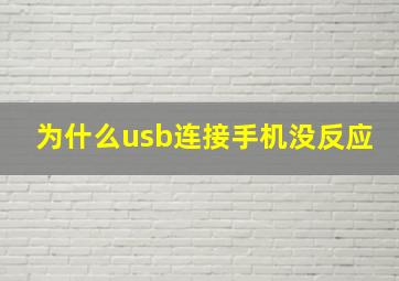 为什么usb连接手机没反应