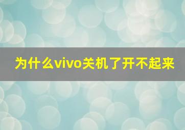 为什么vivo关机了开不起来