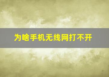 为啥手机无线网打不开