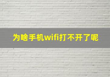 为啥手机wifi打不开了呢