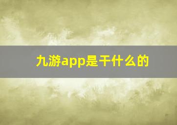 九游app是干什么的