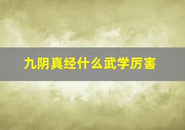 九阴真经什么武学厉害