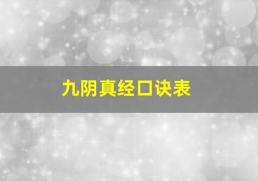 九阴真经口诀表