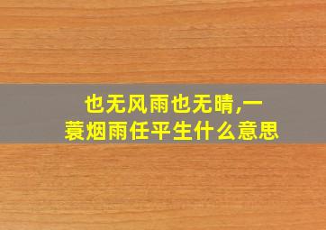 也无风雨也无晴,一蓑烟雨任平生什么意思