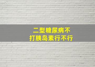 二型糖尿病不打胰岛素行不行