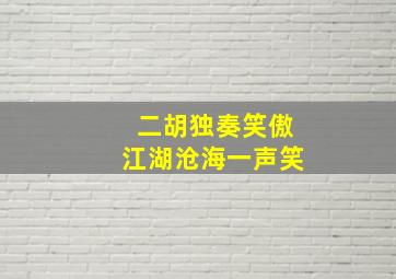 二胡独奏笑傲江湖沧海一声笑