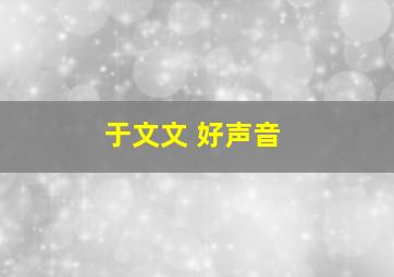 于文文 好声音