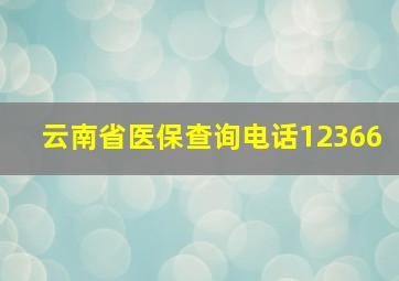 云南省医保查询电话12366