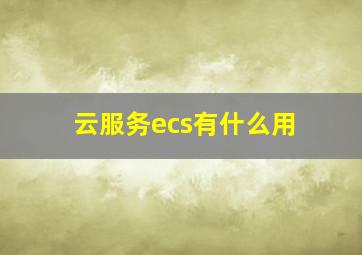 云服务ecs有什么用