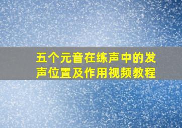 五个元音在练声中的发声位置及作用视频教程