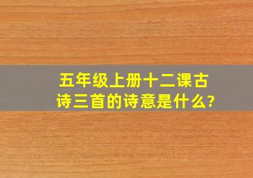 五年级上册十二课古诗三首的诗意是什么?