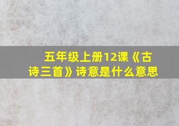 五年级上册12课《古诗三首》诗意是什么意思