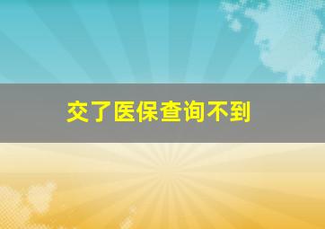 交了医保查询不到