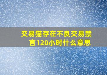 交易猫存在不良交易禁言120小时什么意思