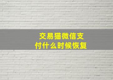 交易猫微信支付什么时候恢复