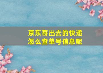 京东寄出去的快递怎么查单号信息呢