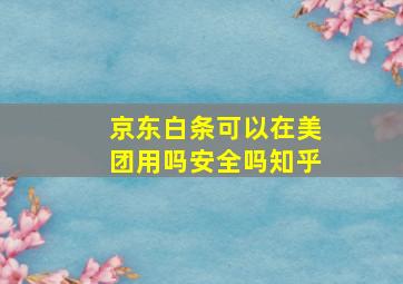 京东白条可以在美团用吗安全吗知乎