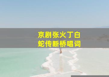 京剧张火丁白蛇传断桥唱词