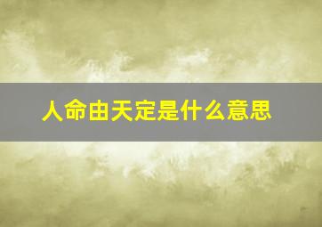 人命由天定是什么意思