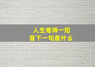 人生难得一知音下一句是什么