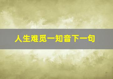 人生难觅一知音下一句