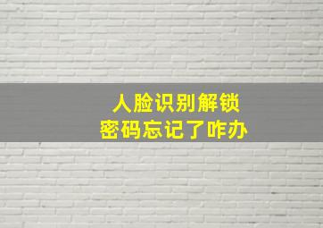 人脸识别解锁密码忘记了咋办