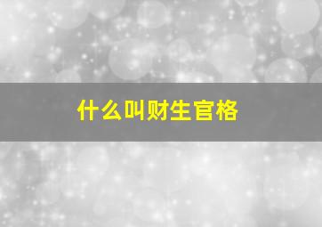 什么叫财生官格