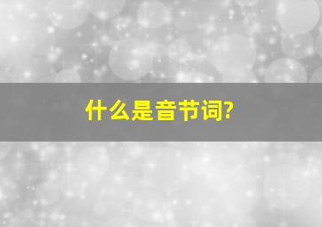 什么是音节词?