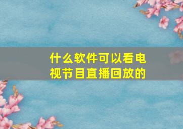 什么软件可以看电视节目直播回放的