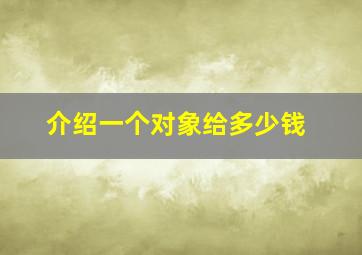 介绍一个对象给多少钱