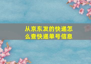 从京东发的快递怎么查快递单号信息