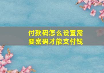 付款码怎么设置需要密码才能支付钱