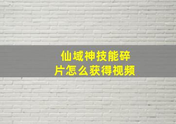 仙域神技能碎片怎么获得视频