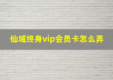 仙域终身vip会员卡怎么弄