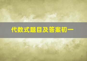 代数式题目及答案初一