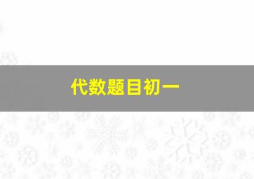 代数题目初一