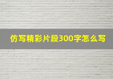 仿写精彩片段300字怎么写