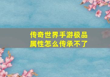 传奇世界手游极品属性怎么传承不了