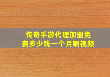 传奇手游代理加盟免费多少钱一个月啊视频