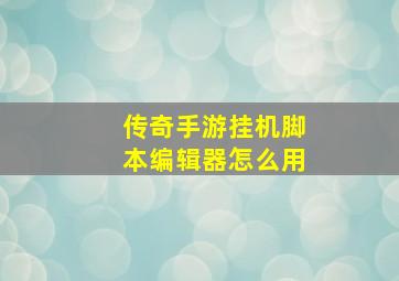 传奇手游挂机脚本编辑器怎么用