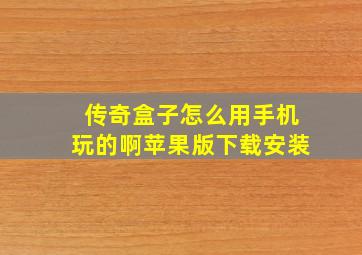 传奇盒子怎么用手机玩的啊苹果版下载安装