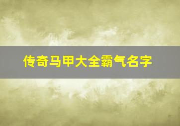 传奇马甲大全霸气名字