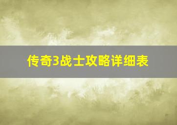 传奇3战士攻略详细表