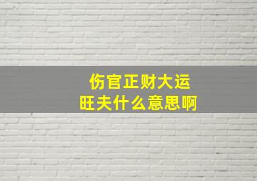 伤官正财大运旺夫什么意思啊