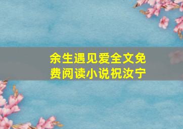 余生遇见爱全文免费阅读小说祝汝宁